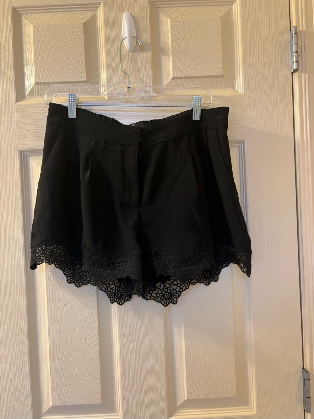 C. Luce Black Lace Hem Women's Dressy Shorts